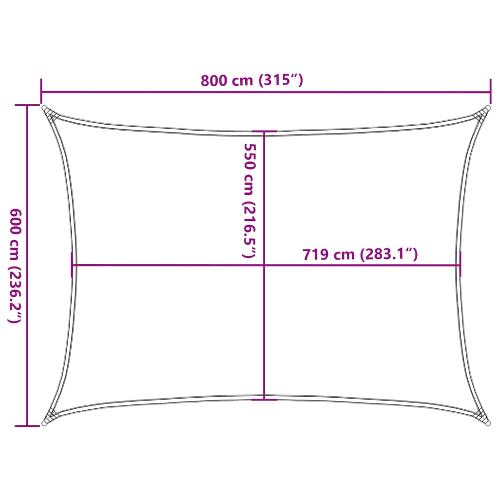 Solseil 160 g/m² hvit 6x8 m HDPE vidaXL