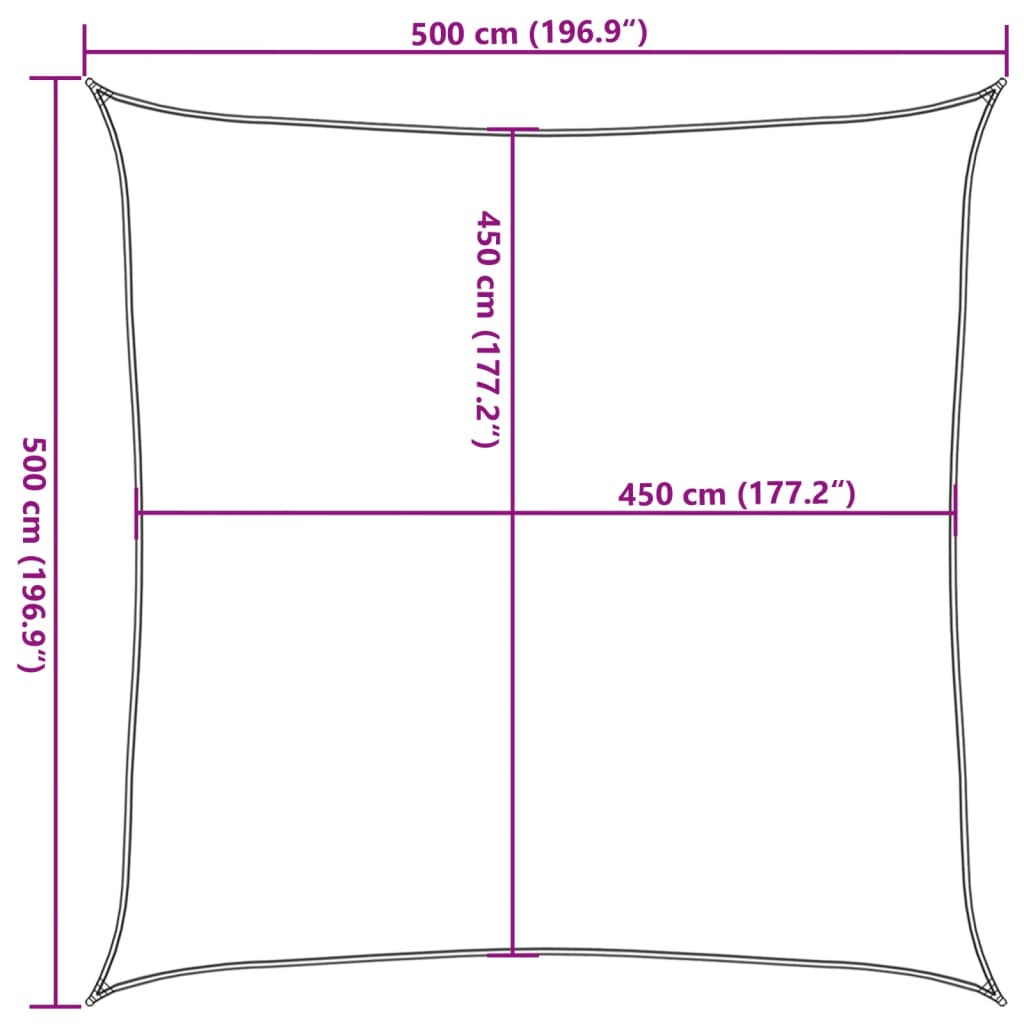 Solseil 160 g/m² lysegrønn 5x5 m HDPE