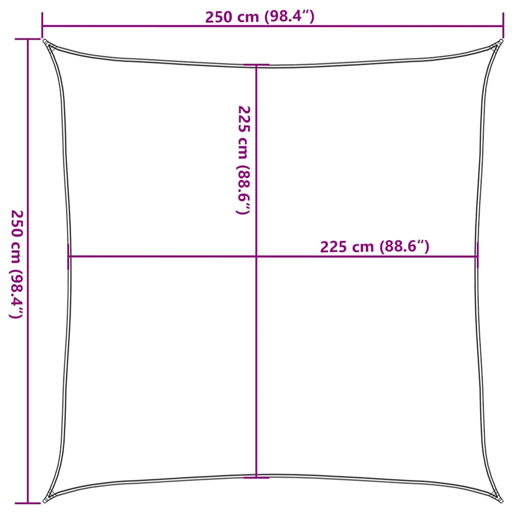 Solseil 160 g/m² gråbrun 2,5x2,5 m HDPE