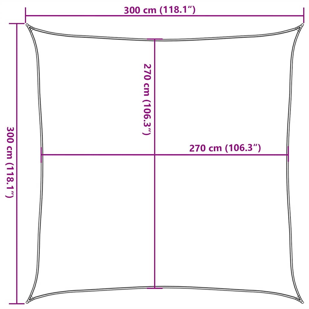 Solseil 160 g/m² gråbrun 3x3 m HDPE