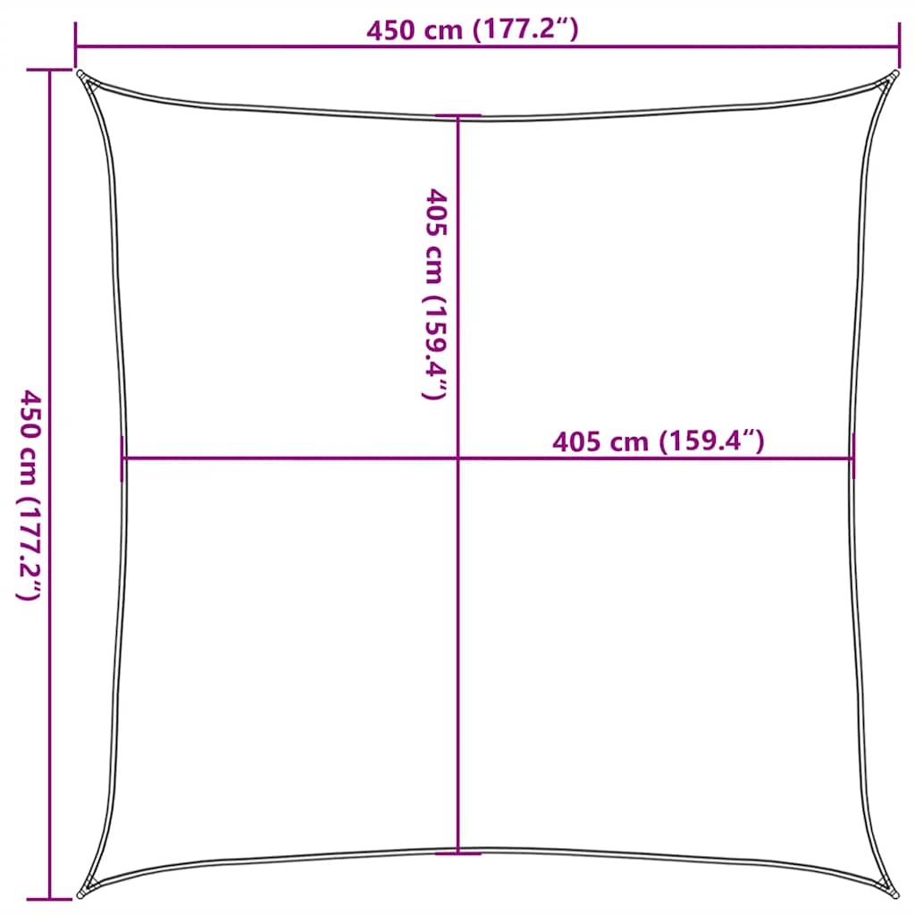 Solseil 160 g/m² gråbrun 4,5x4,5 m HDPE