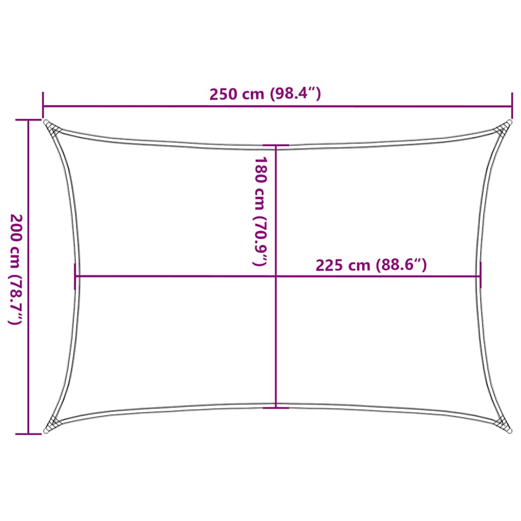 Solseil 160 g/m² gråbrun 2x2,5 m HDPE
