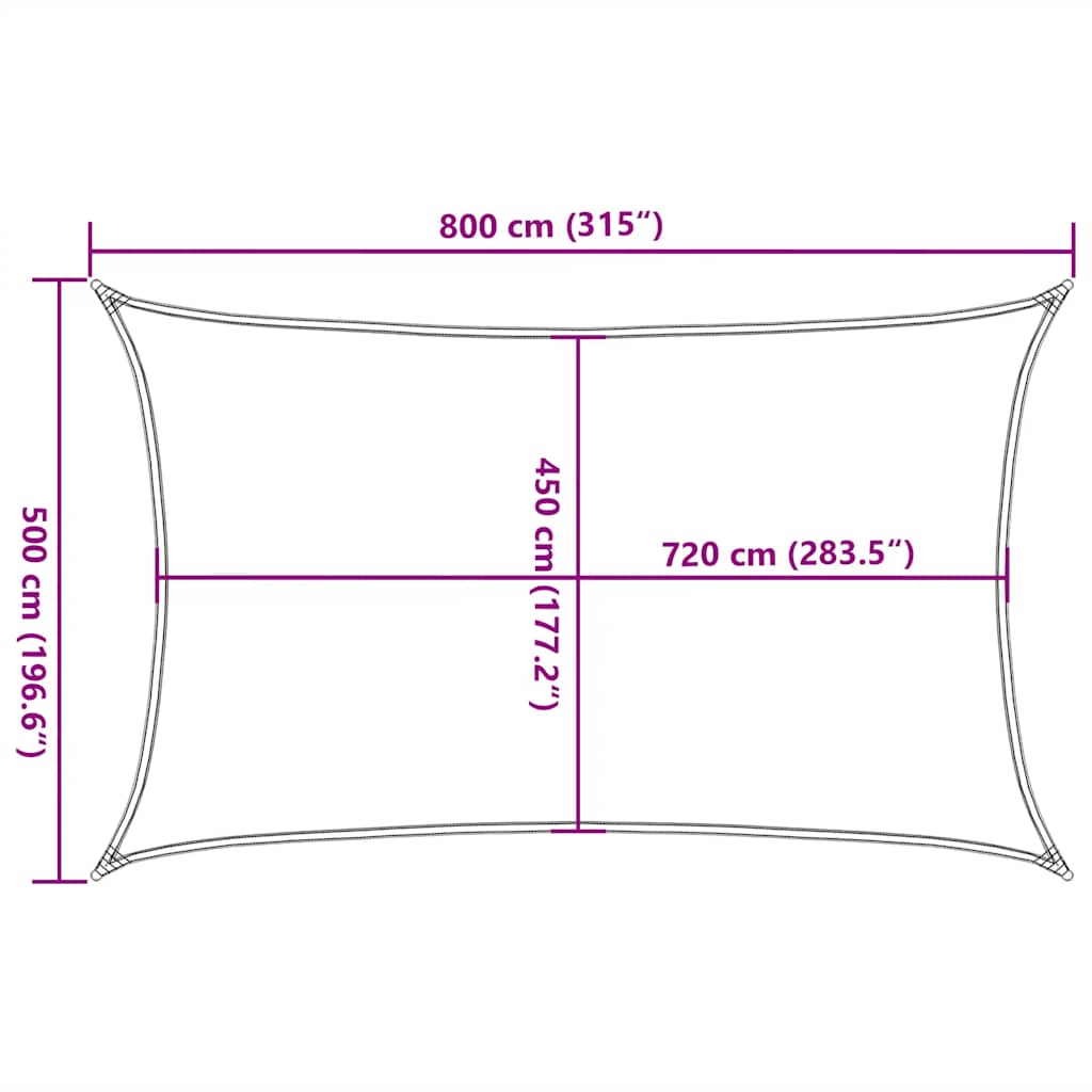Solseil 160 g/m² gråbrun 5x8 m HDPE