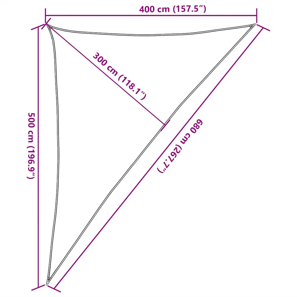 Solseil 160 g/m² gråbrun 4x5x6,8 m HDPE