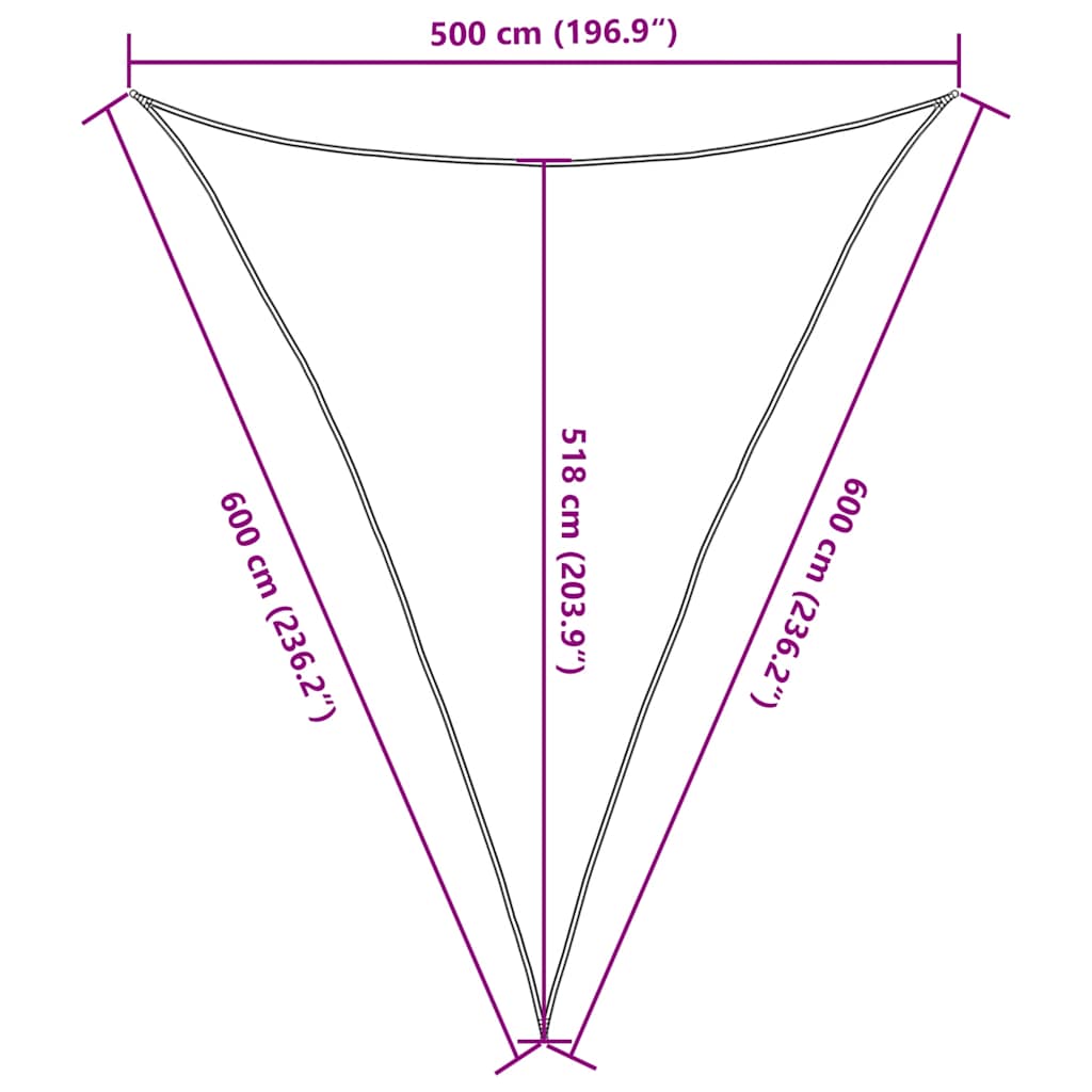 Solseil 160 g/m² trekantet blå 5x6x6 m HDPE