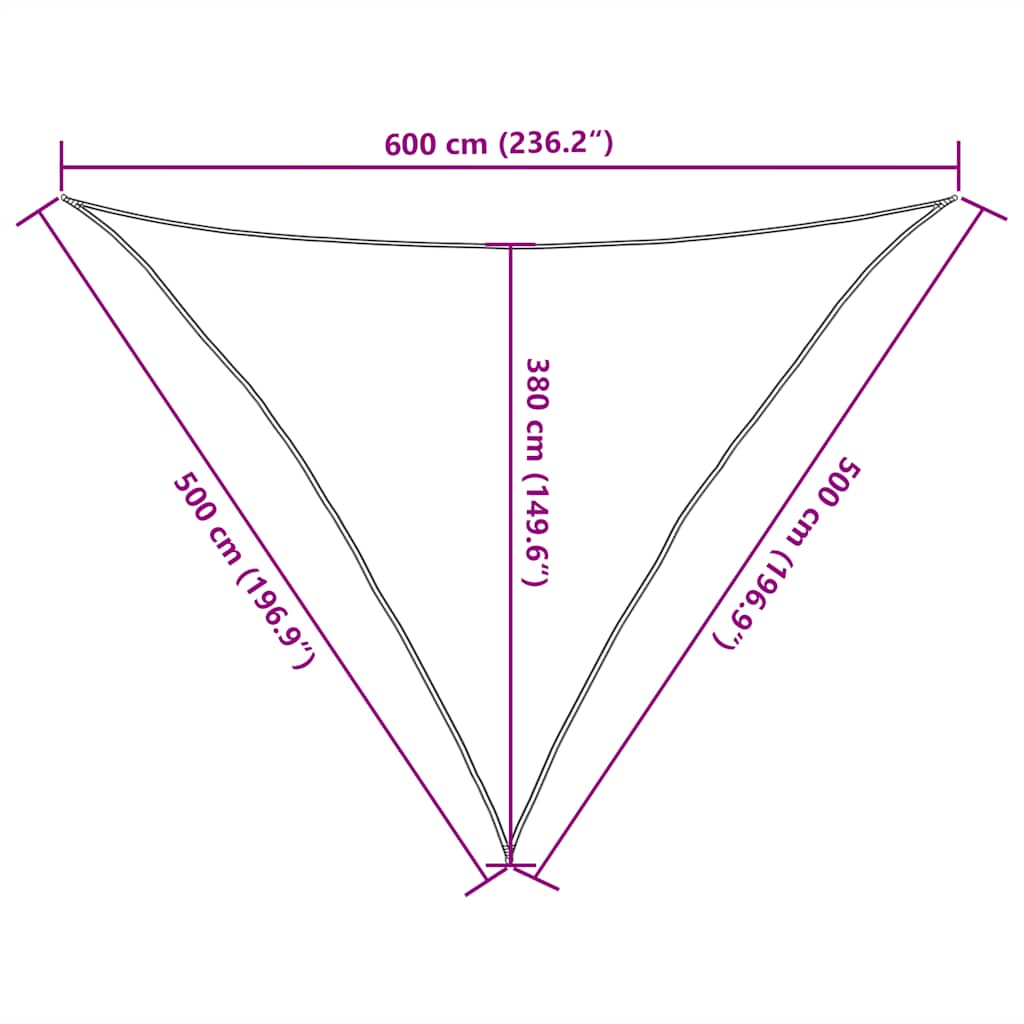 Solseil 160 g/m² trekantet blå 5x5x6 m HDPE
