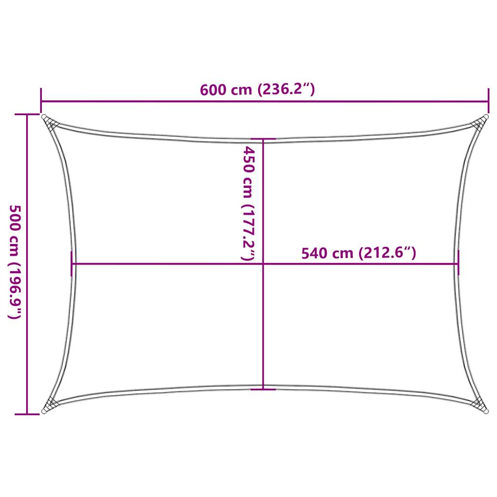 Solseil 160 g/m² rektangulær gul 5x6 m HDPE