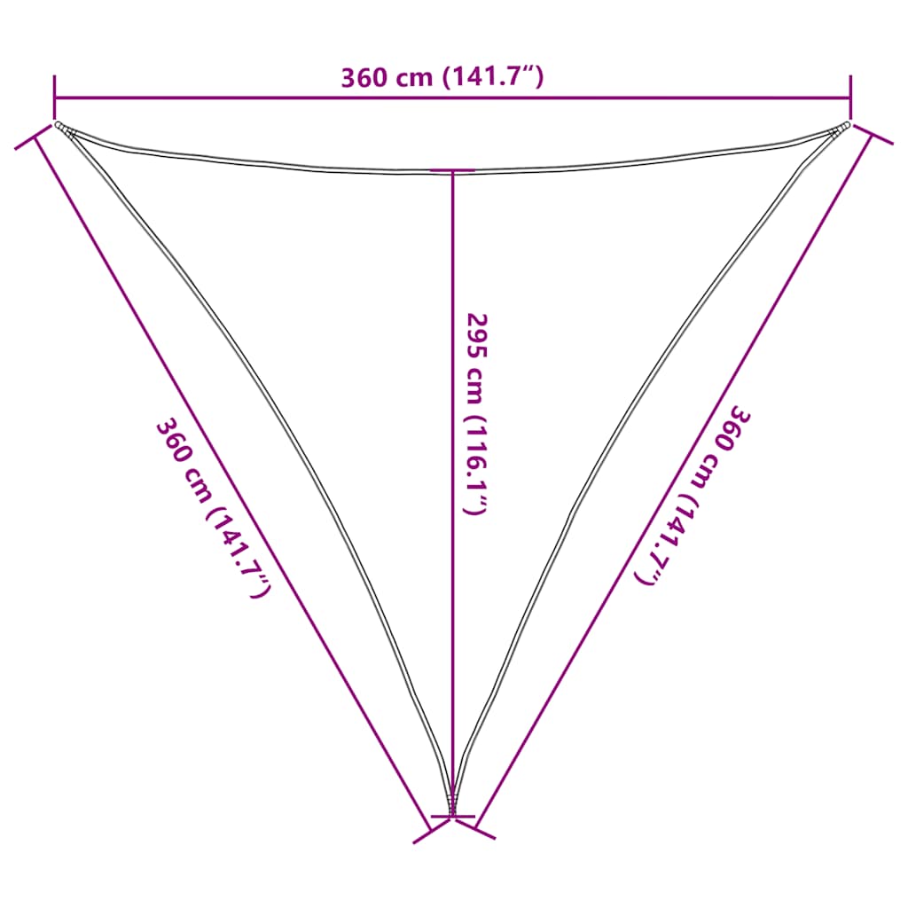 Solseil 160 g/m² gul 3,6x3,6x3,6 m HDPE