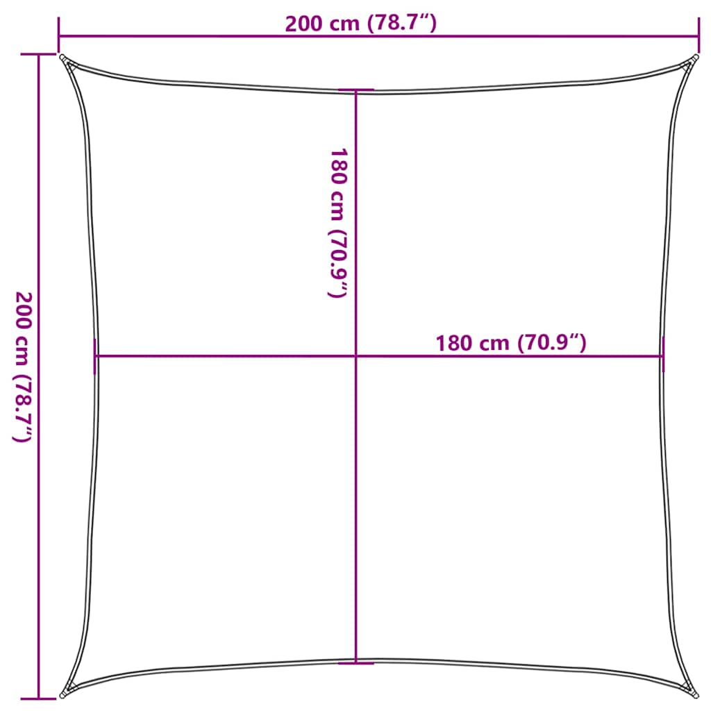 Solseil 160 g/m² rød 2x2 m HDPE