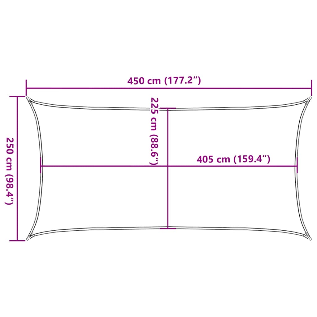Solseil 160 g/m² rød 2,5x4,5 m HDPE