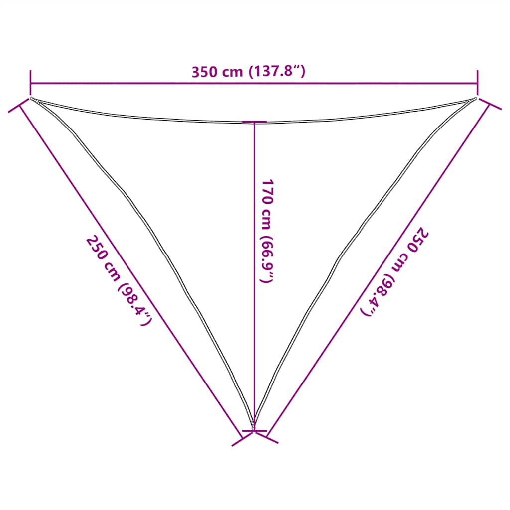 Solseil 160 g/m² rød 2,5x2,5x3,5 m HDPE