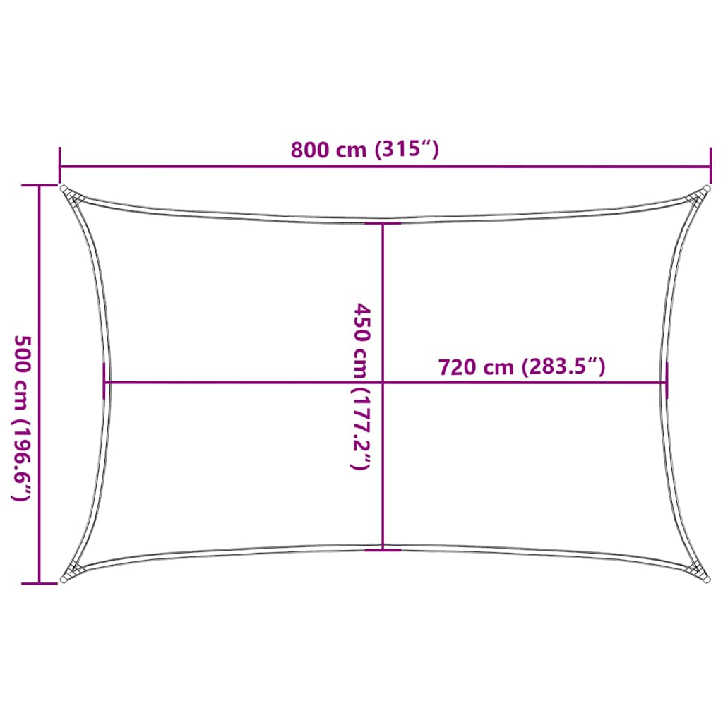Solseil 160 g/m² svart 5x8 m HDPE
