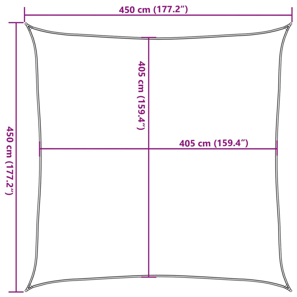 Solseil 160 g/m² brun 4,5x4,5 m HDPE