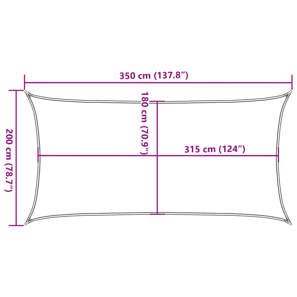 Solseil 160 g/m² brun 2x3,5 m HDPE
