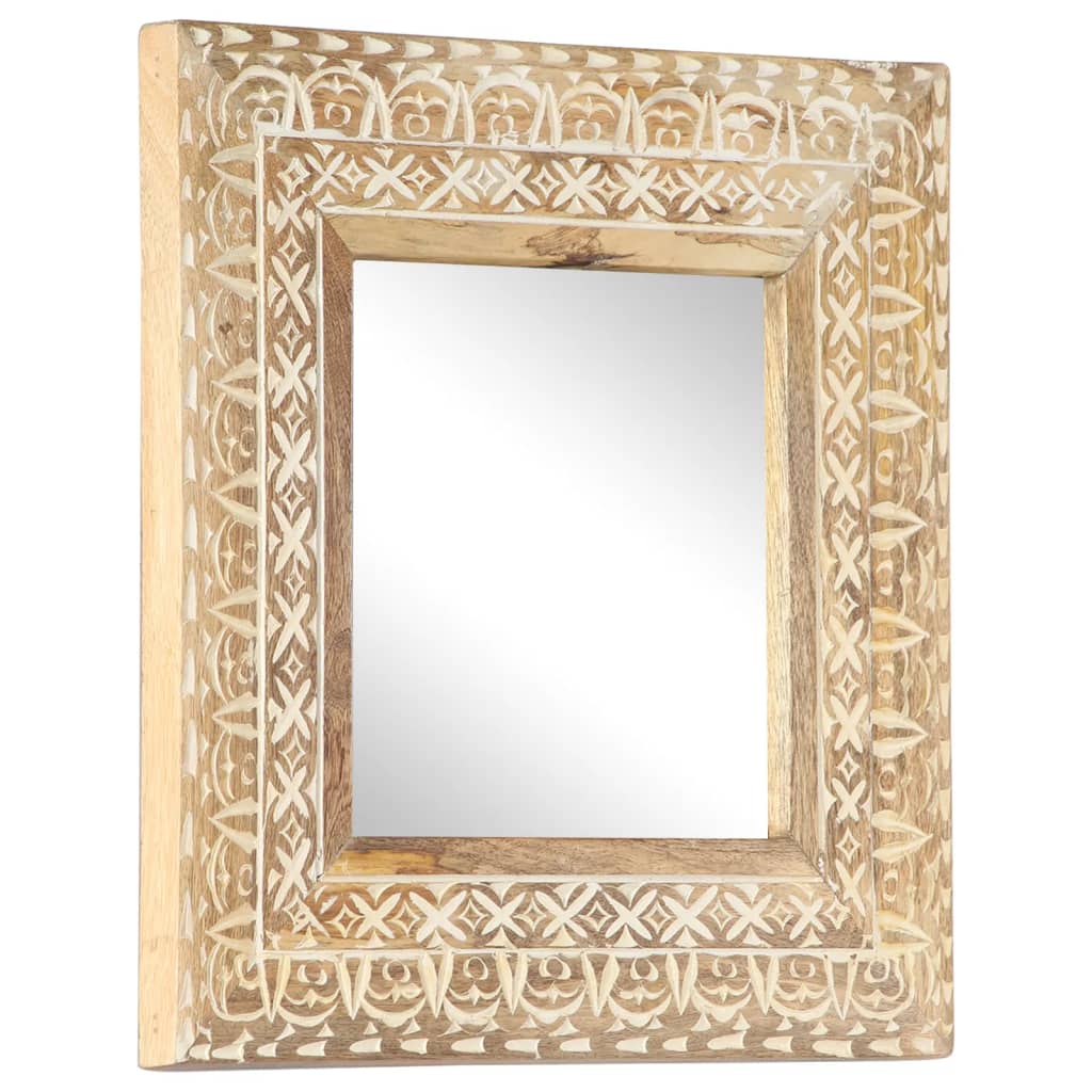 Håndskåret speil 50x50x2,6 cm heltre mango