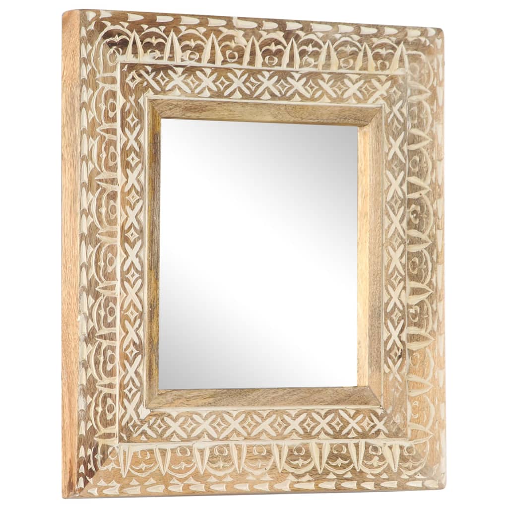 Håndskåret speil 50x50x2,6 cm heltre mango