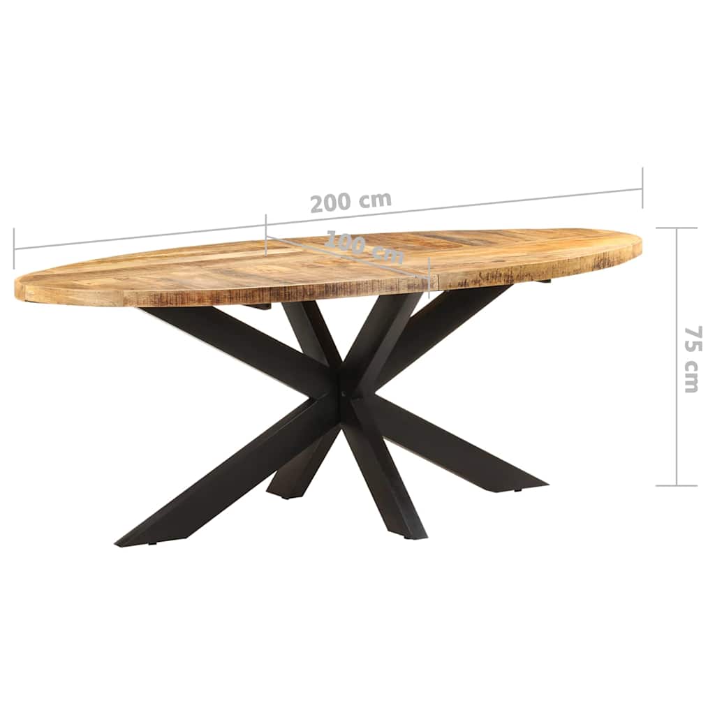 Spisebord 200x100x75 cm grov heltre mango