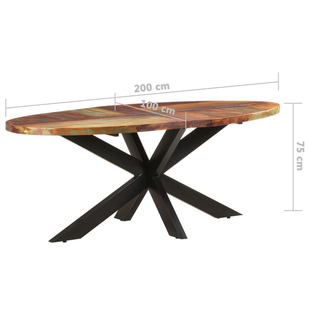 Spisebord ovalt 200x100x75 cm gjenvunnet heltre