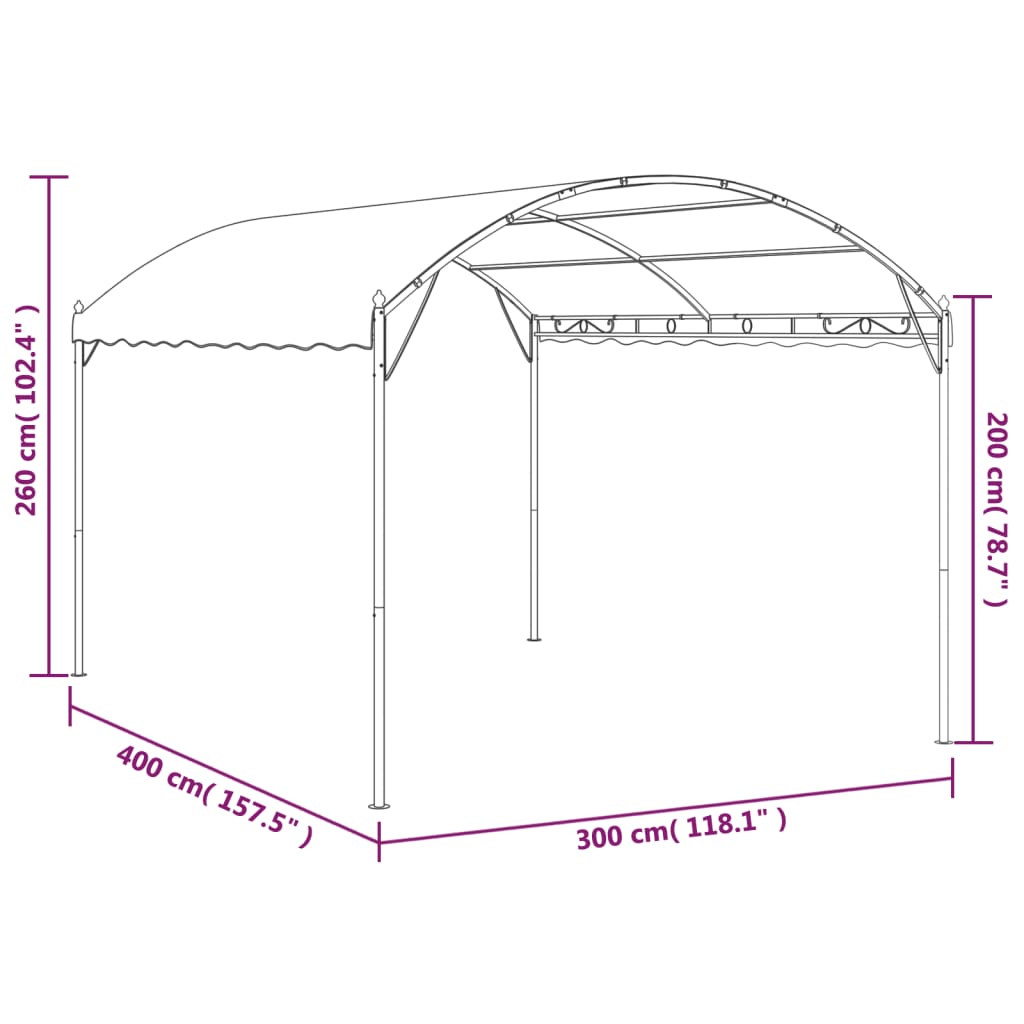 Paviljong 4x3x2,6 m gråbrun 180 g/m²