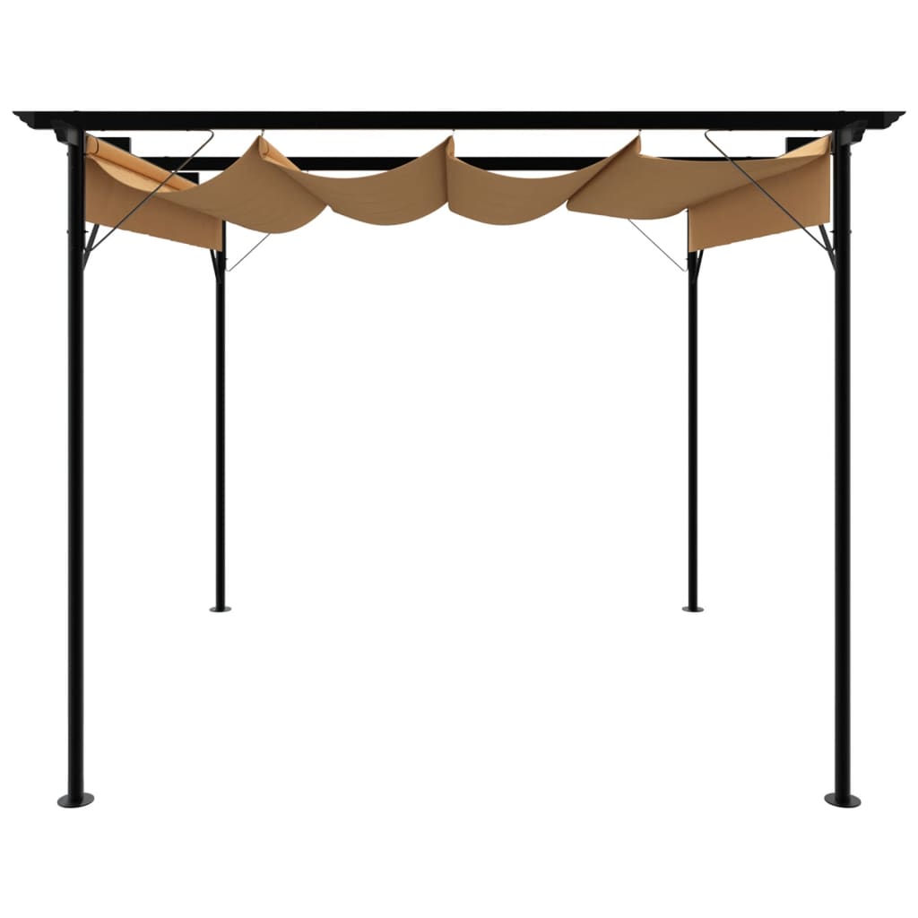 Pergola med uttrekkbart tak gråbrun 3x3 m stål 180 g/m²
