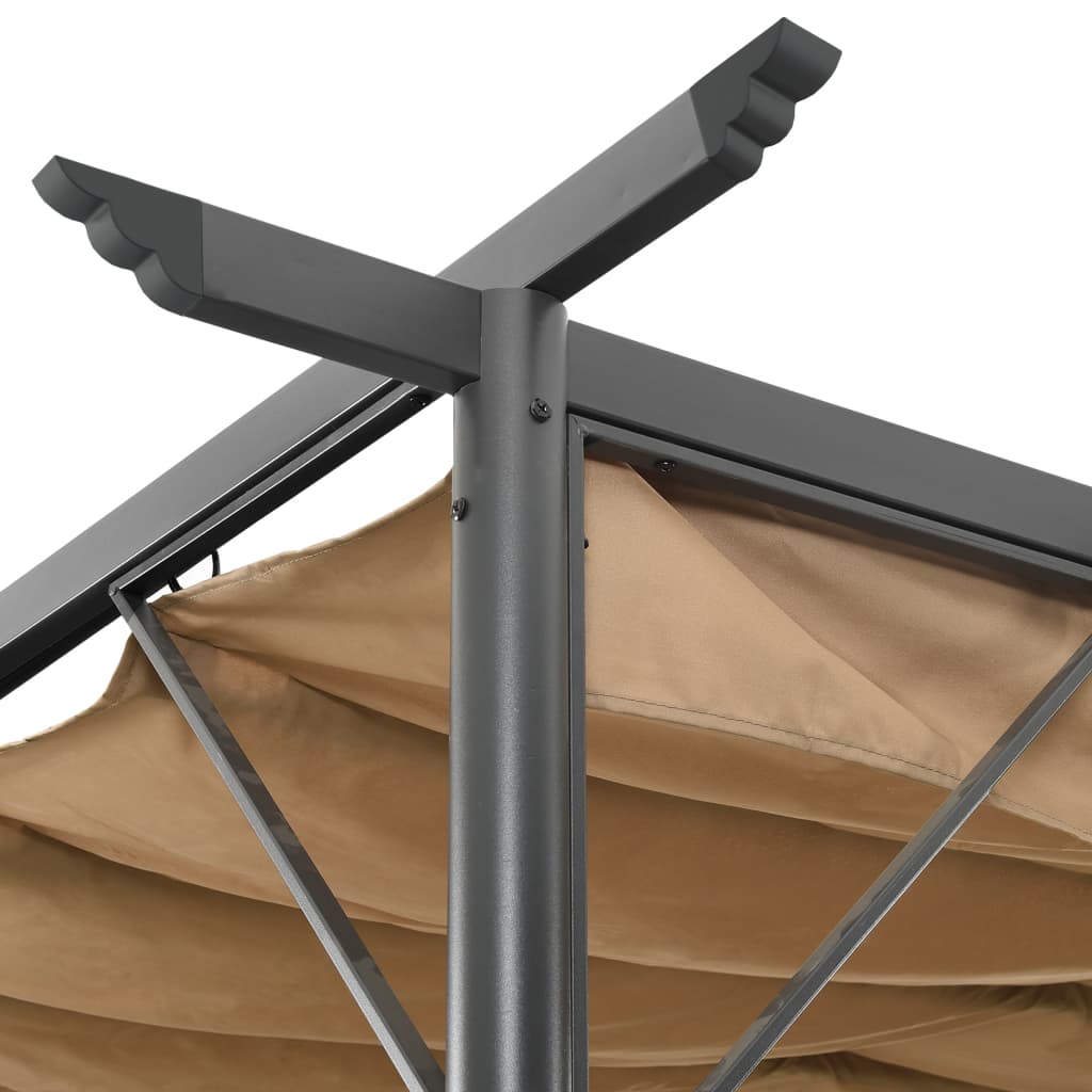 Pergola med uttrekkbart tak gråbrun 3x3 m stål 180 g/m²