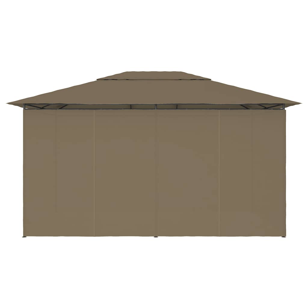 Hagetelt med gardiner 4x3 m gråbrun 180 g/m²