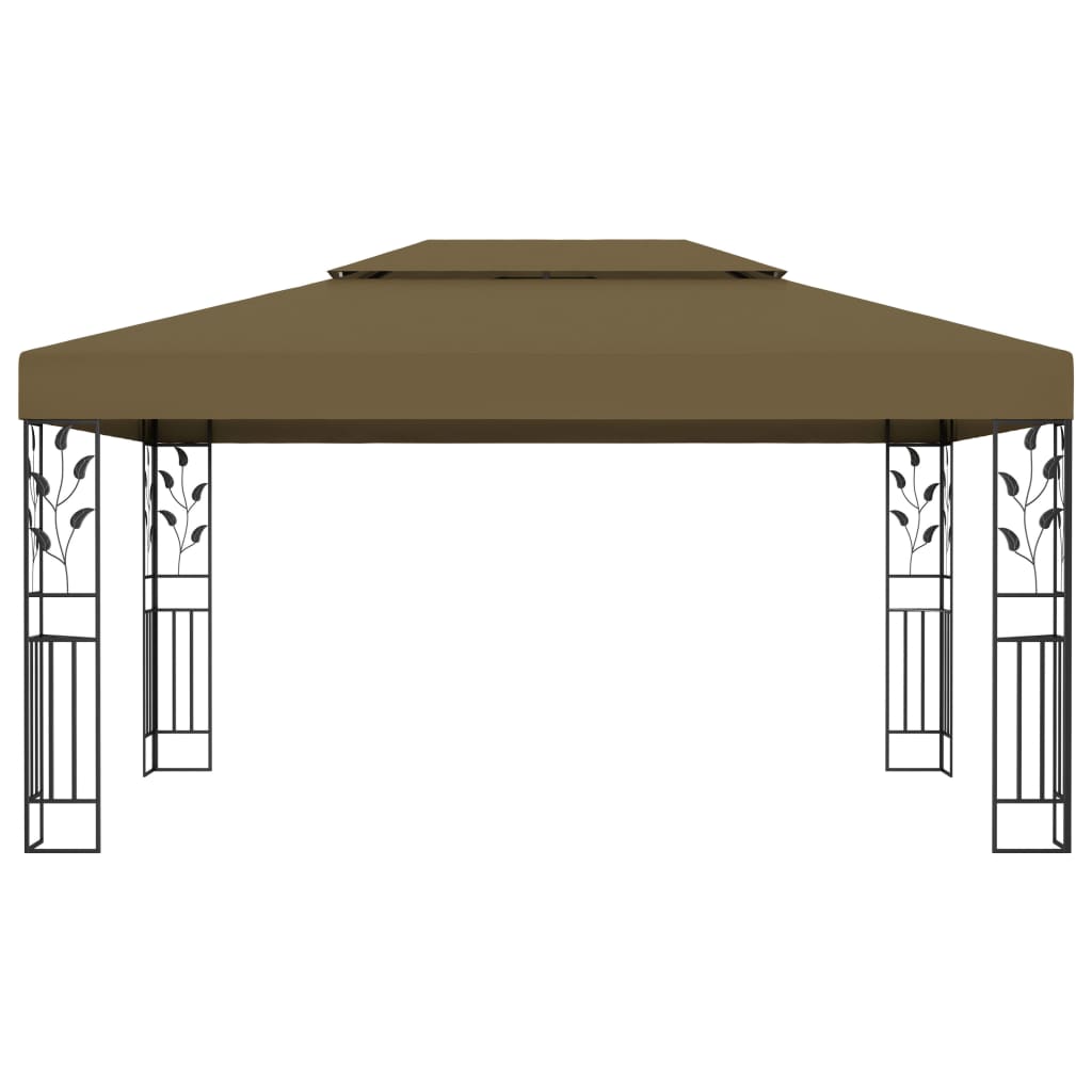 Paviljong med dobbelt tak 3x4 m gråbrun 180 g/m²