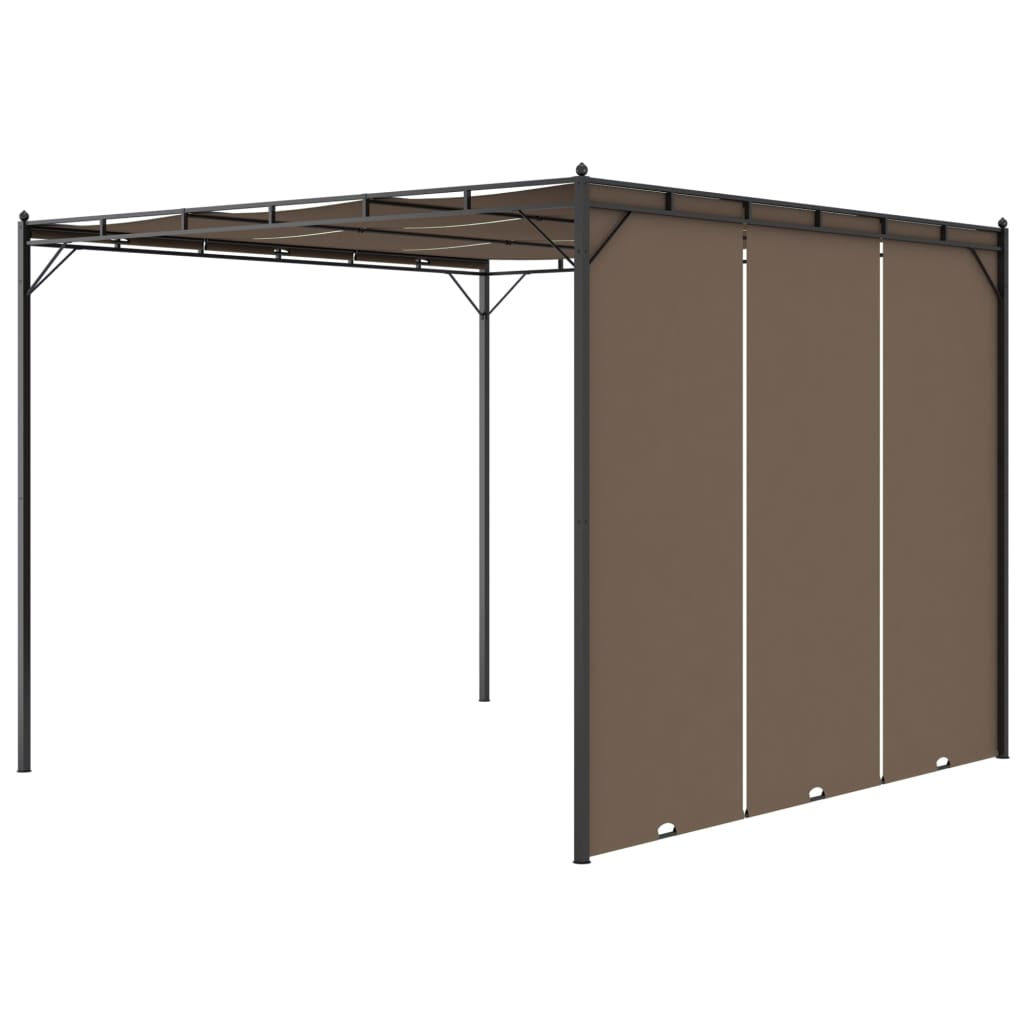 Hagepaviljong med sidegardin 3x3x2,25 m gråbrun