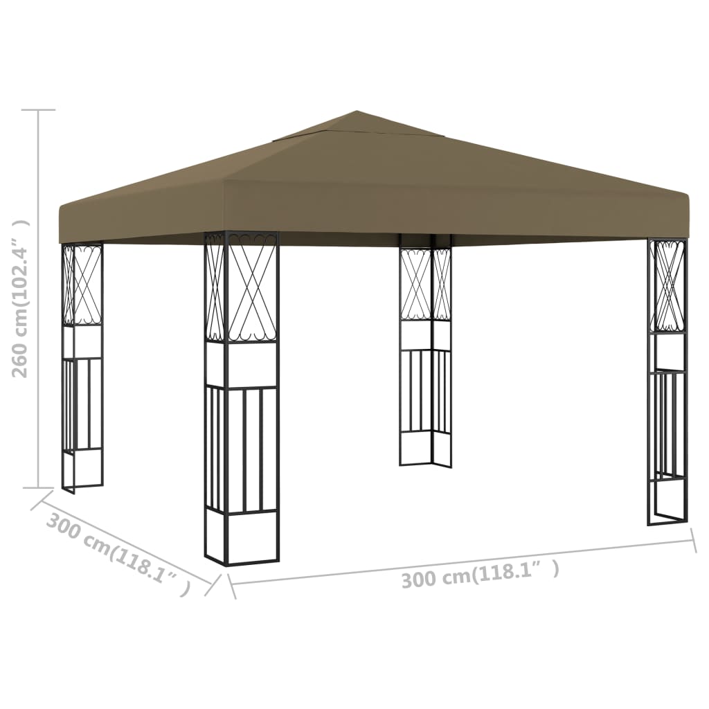Paviljong 3x3 m gråbrun stoff