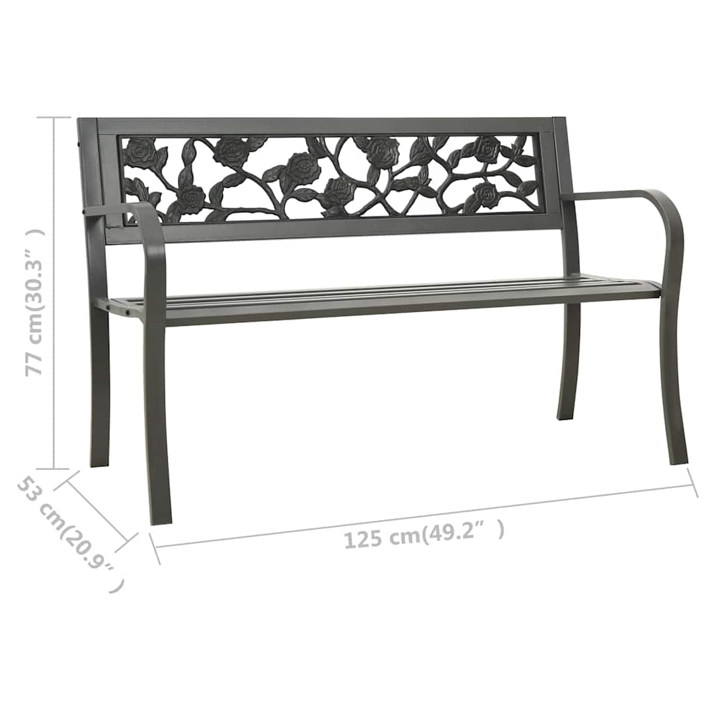 Hagebenk 125 cm stål grå