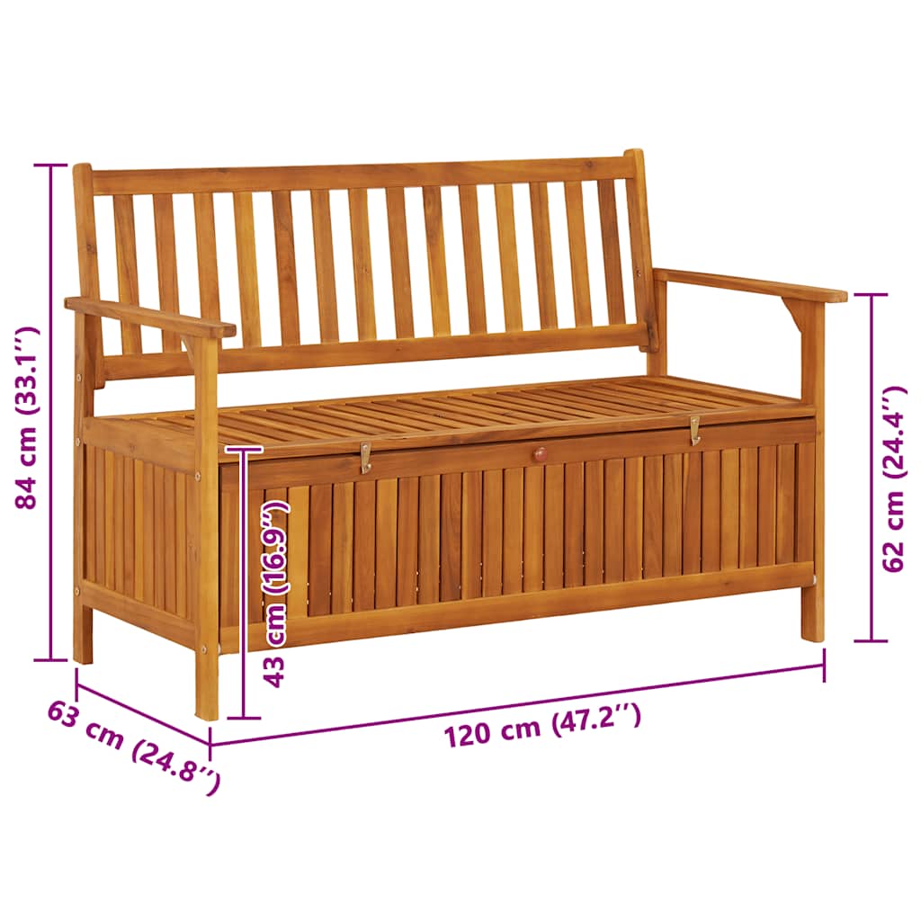 Oppbevaringsbenk hage 120 cm heltre akasie