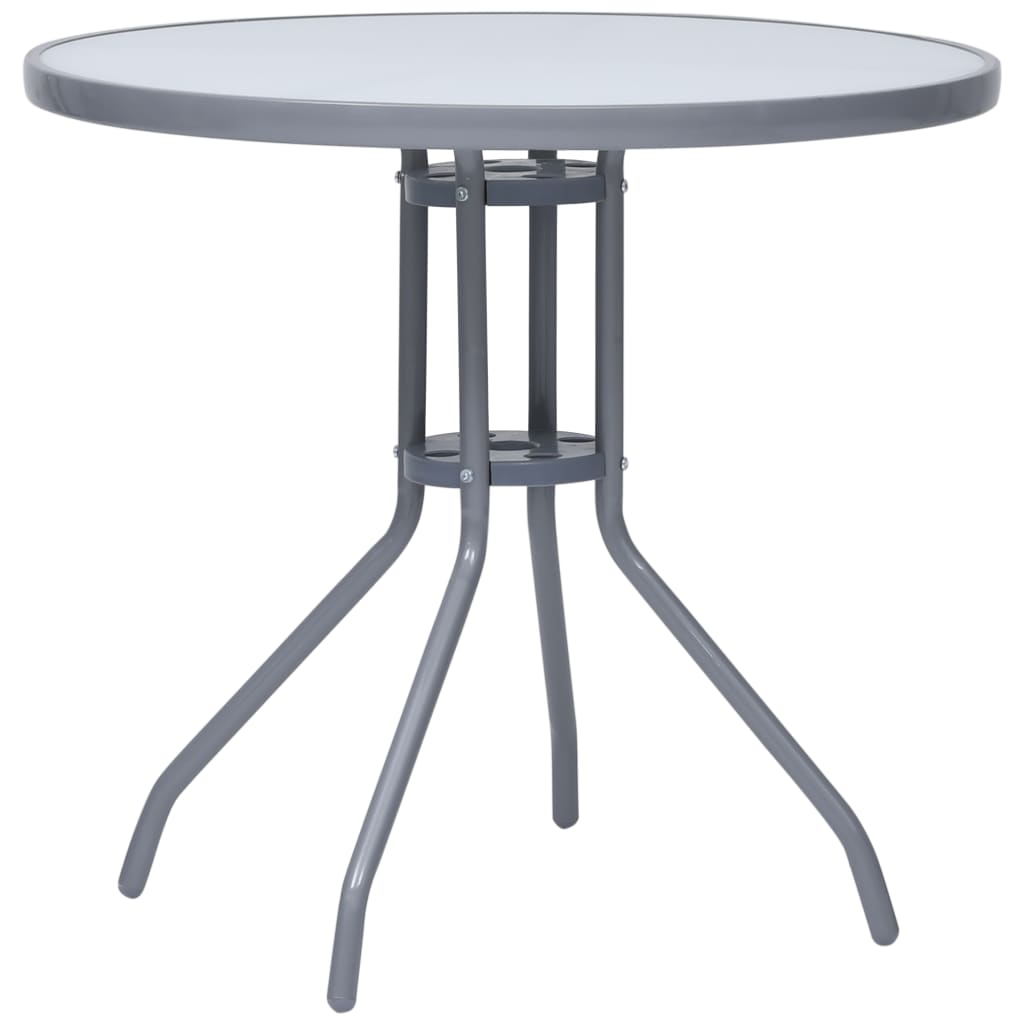 Hagebord lysegrå 80 cm stål og glass