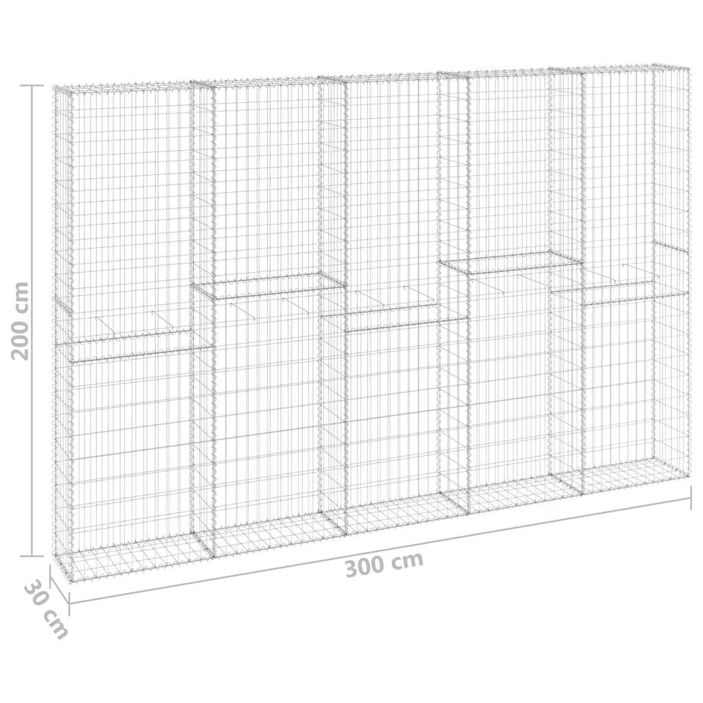 Gabion med topp- og bunndekke galvanisert stål 300x30x200 cm