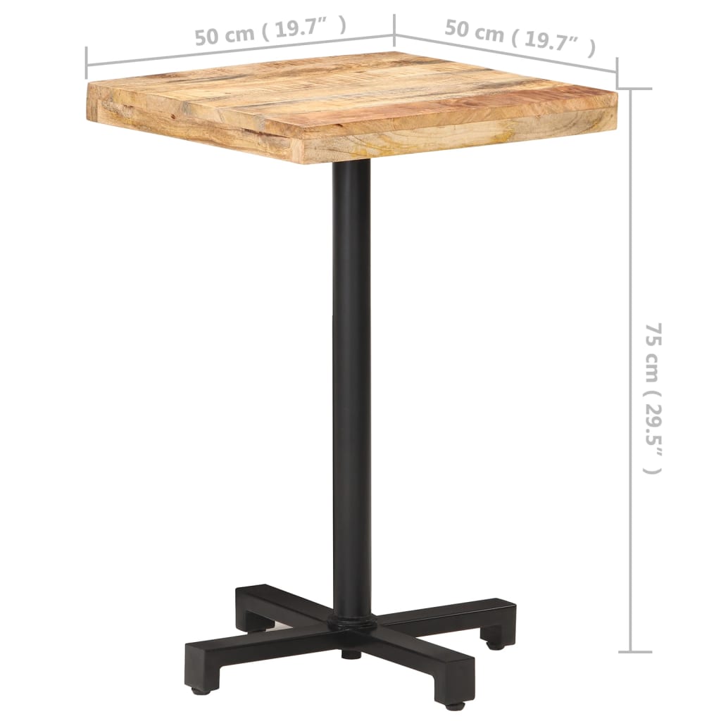 Bistrobord firkantet 50x50x75 cm grovt mangotre vidaXL