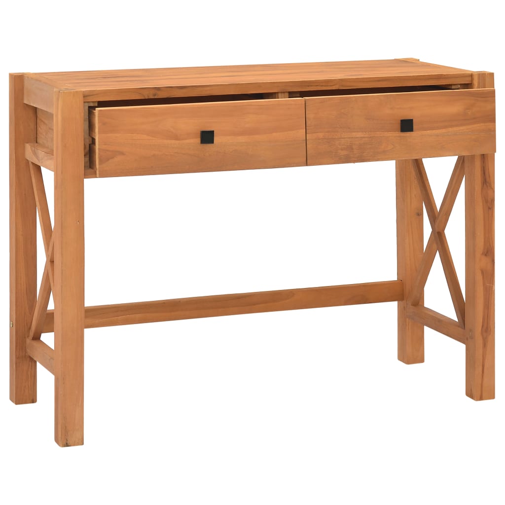 Skrivebord med 2 skuffer 100x40x75 cm teak