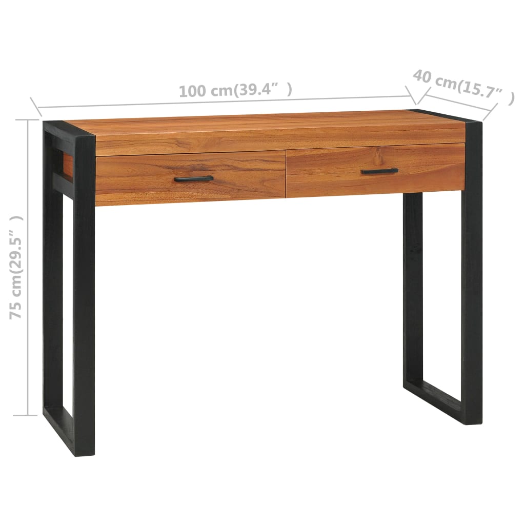 Skrivebord med 2 skuffer 100x40x75 cm teak