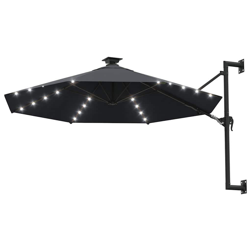 Vegghengt hageparasoll med LED 300 cm antrasitt