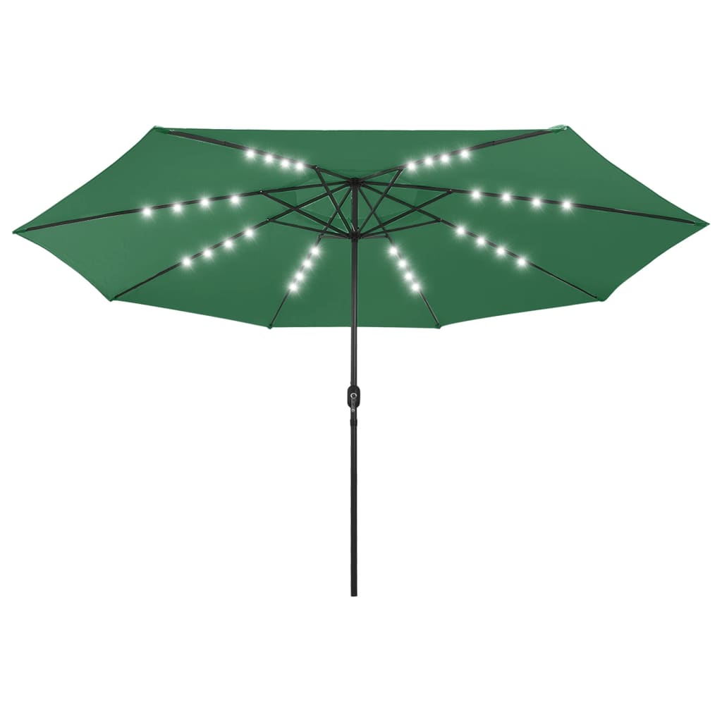 Hageparasoll med LED-lys 400 cm grønn
