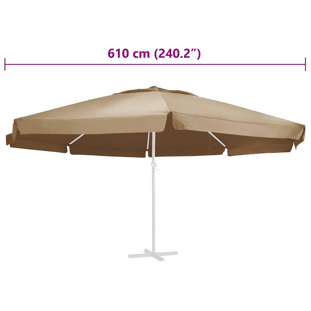Erstatningsstoff for hageparasoll gråbrun 610 cm vidaXL