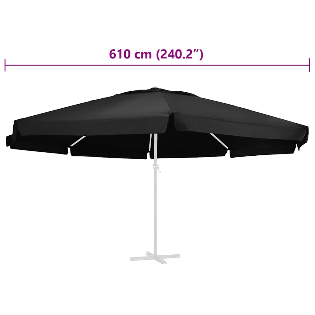 Erstatningsstoff for hageparasoll svart 610 cm vidaXL