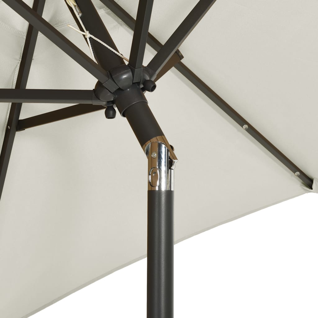 Parasoll med LED-lys sand 200x211 cm aluminium vidaXL