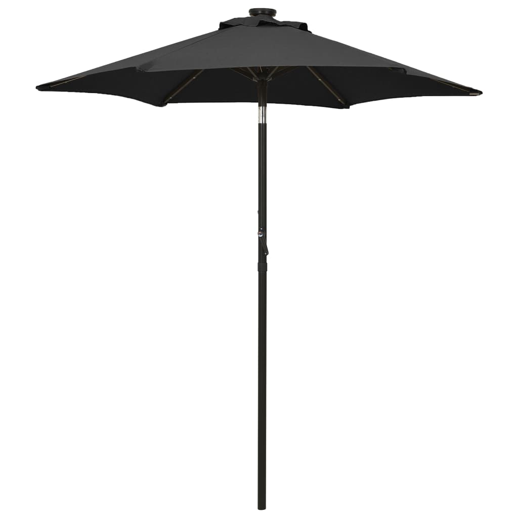 Hageparasoll med LED-lys svart 200x211 cm aluminium vidaXL