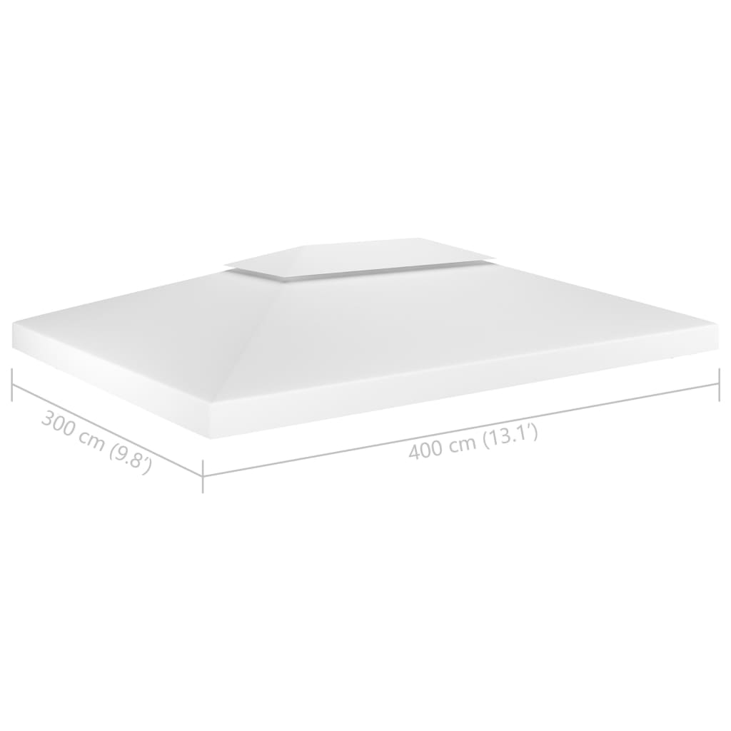 Dobbel toppduk til paviljong 310 g/m² 4x3 m hvit