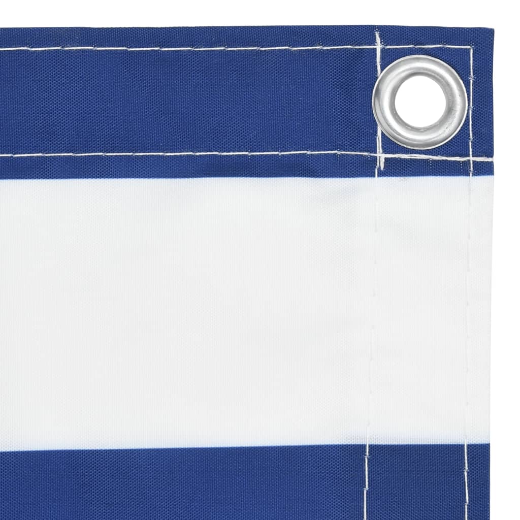 Balkongskjerm hvit og blå 75x600 cm oxfordstoff vidaXL