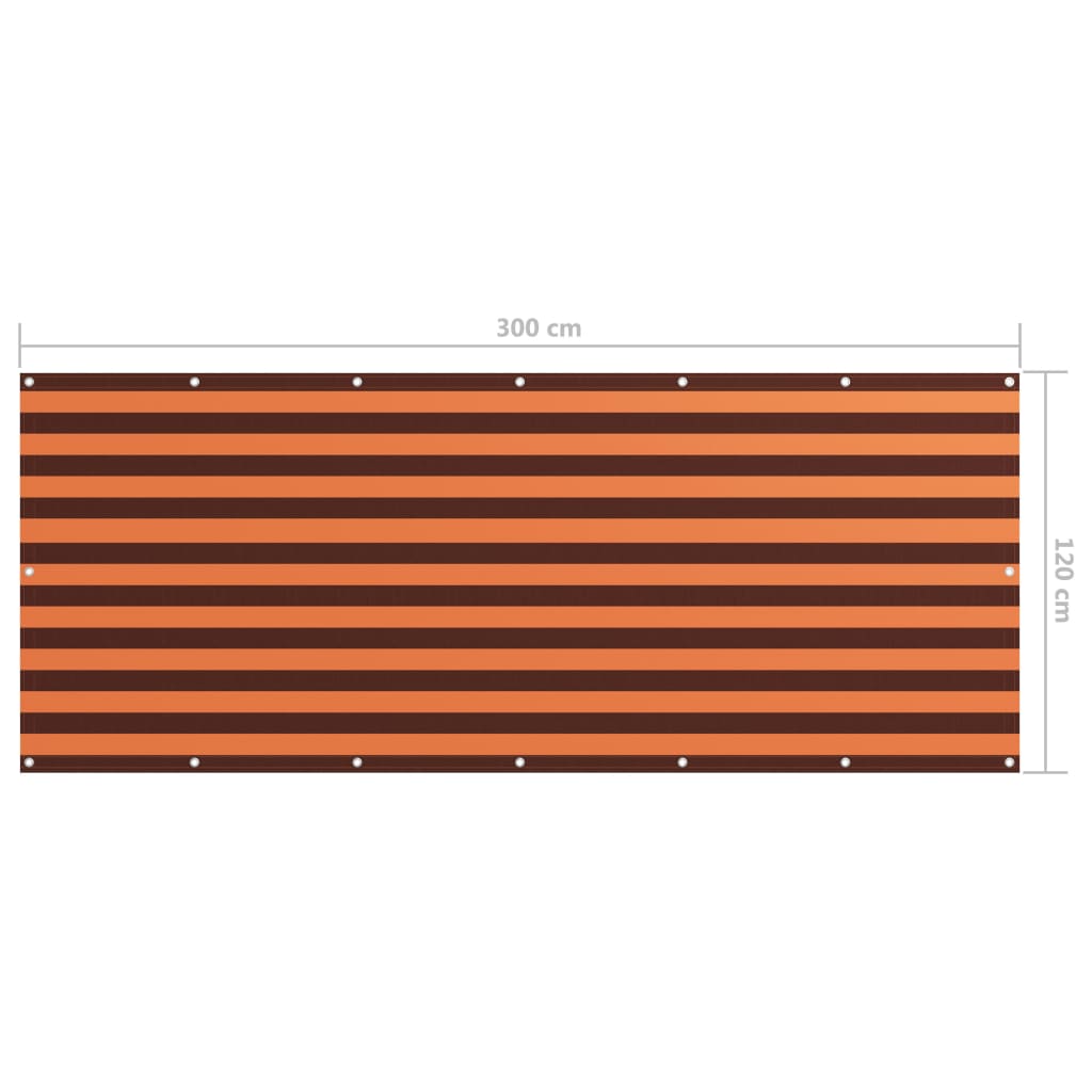 Balkongskjerm oransje og brun 120x300 cm oxfordstoff