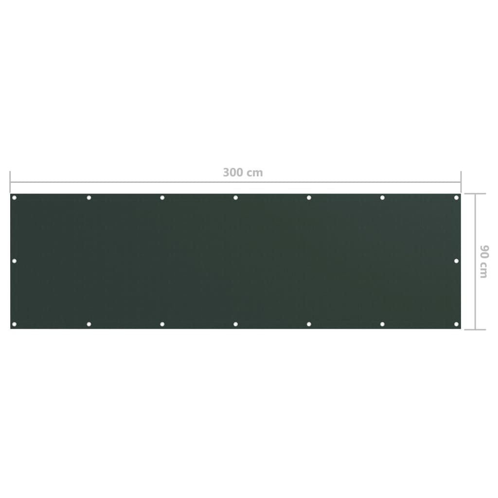Balkongskjerm mørkegrønn 90x300 cm oxfordstoff