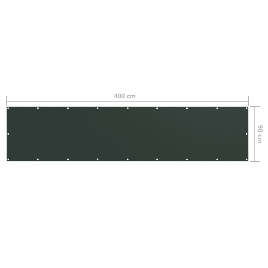 Balkongskjerm mørkegrønn 90x400 cm oxfordstoff