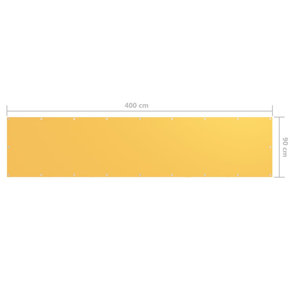 Balkongskjerm gul 90x400 cm oxfordstoff vidaXL