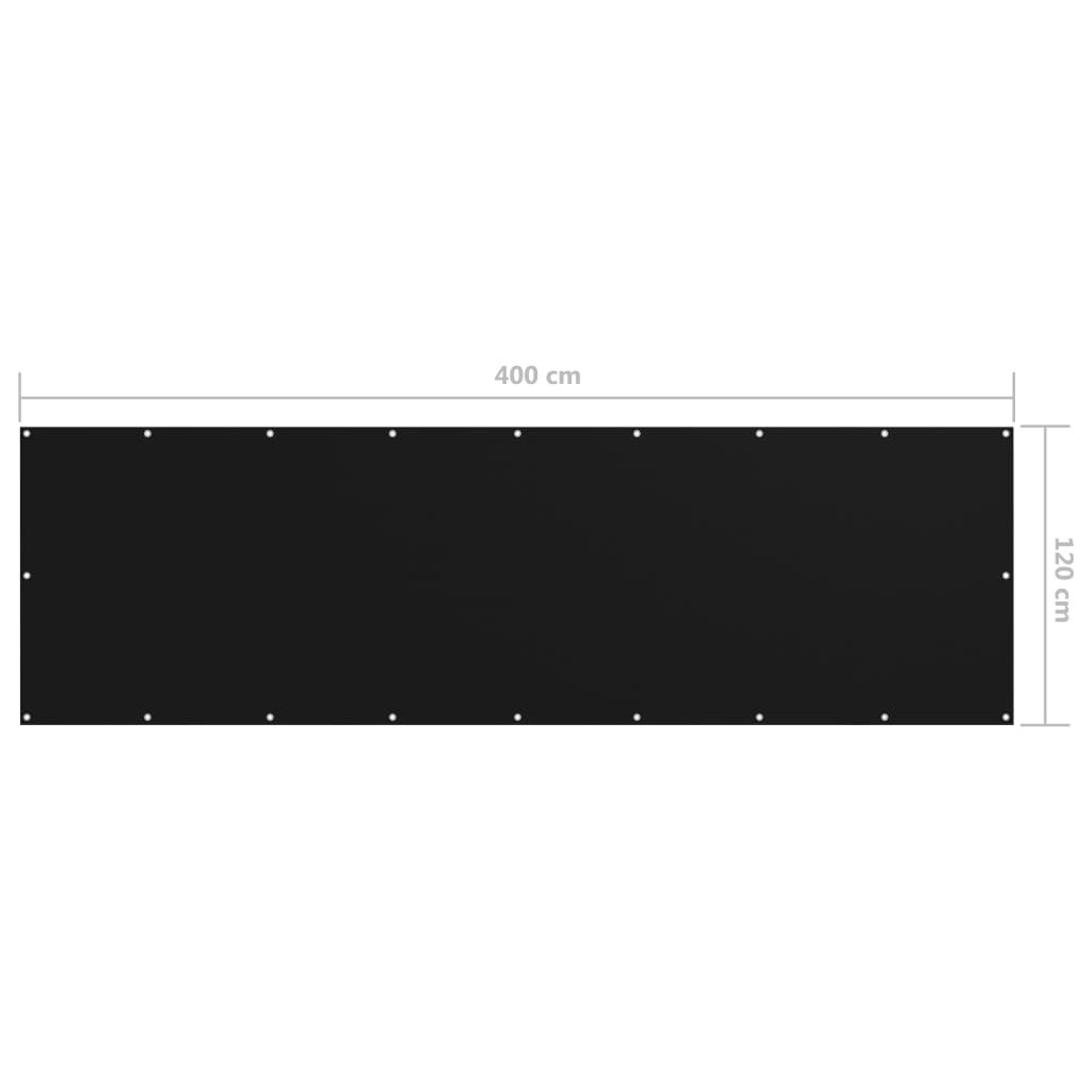 Balkongskjerm svart 120x400 cm oxfordstoff