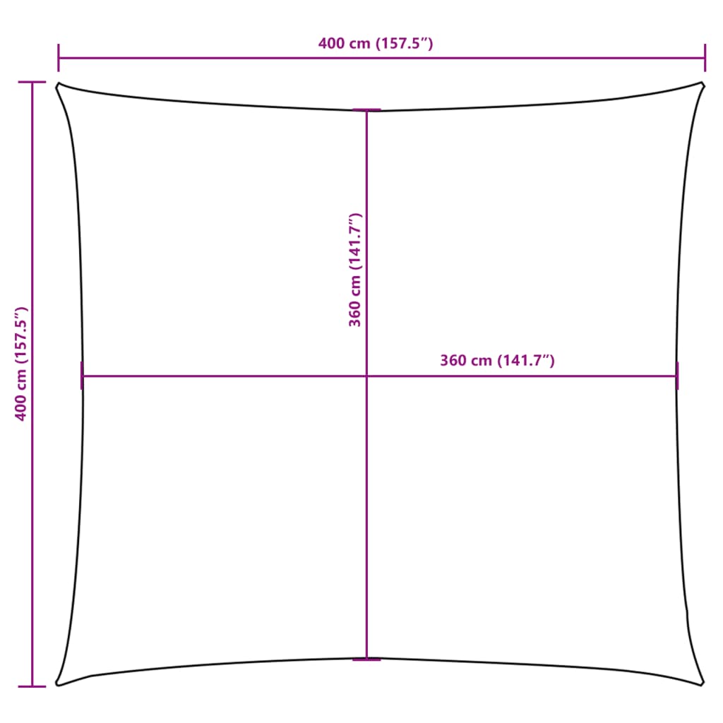 Solseil Oxfordstoff kvadratisk 4x4 m beige